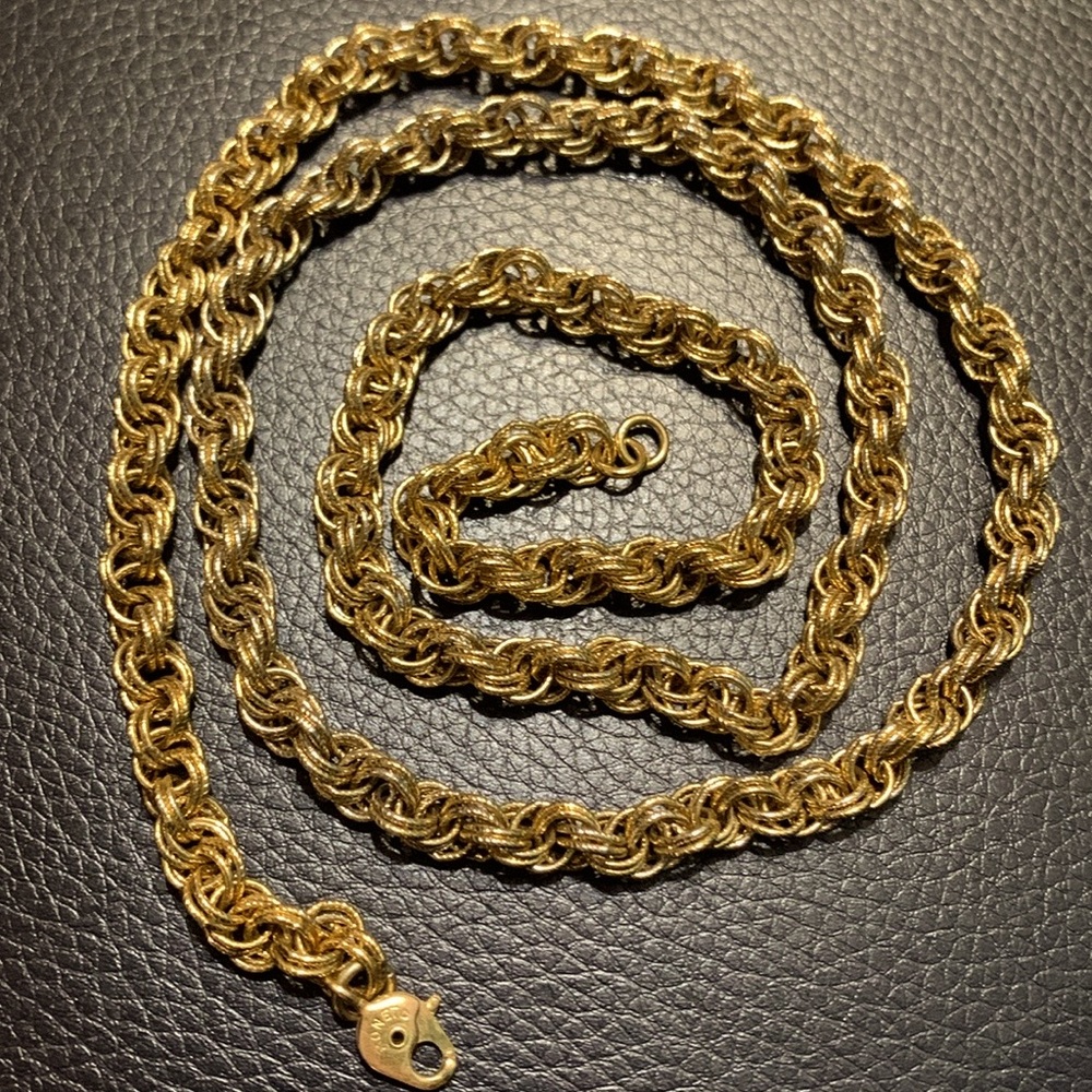 Vintage 1950‑era Monet Gold‑Tone Double‑Curb Link Chain Necklace #350